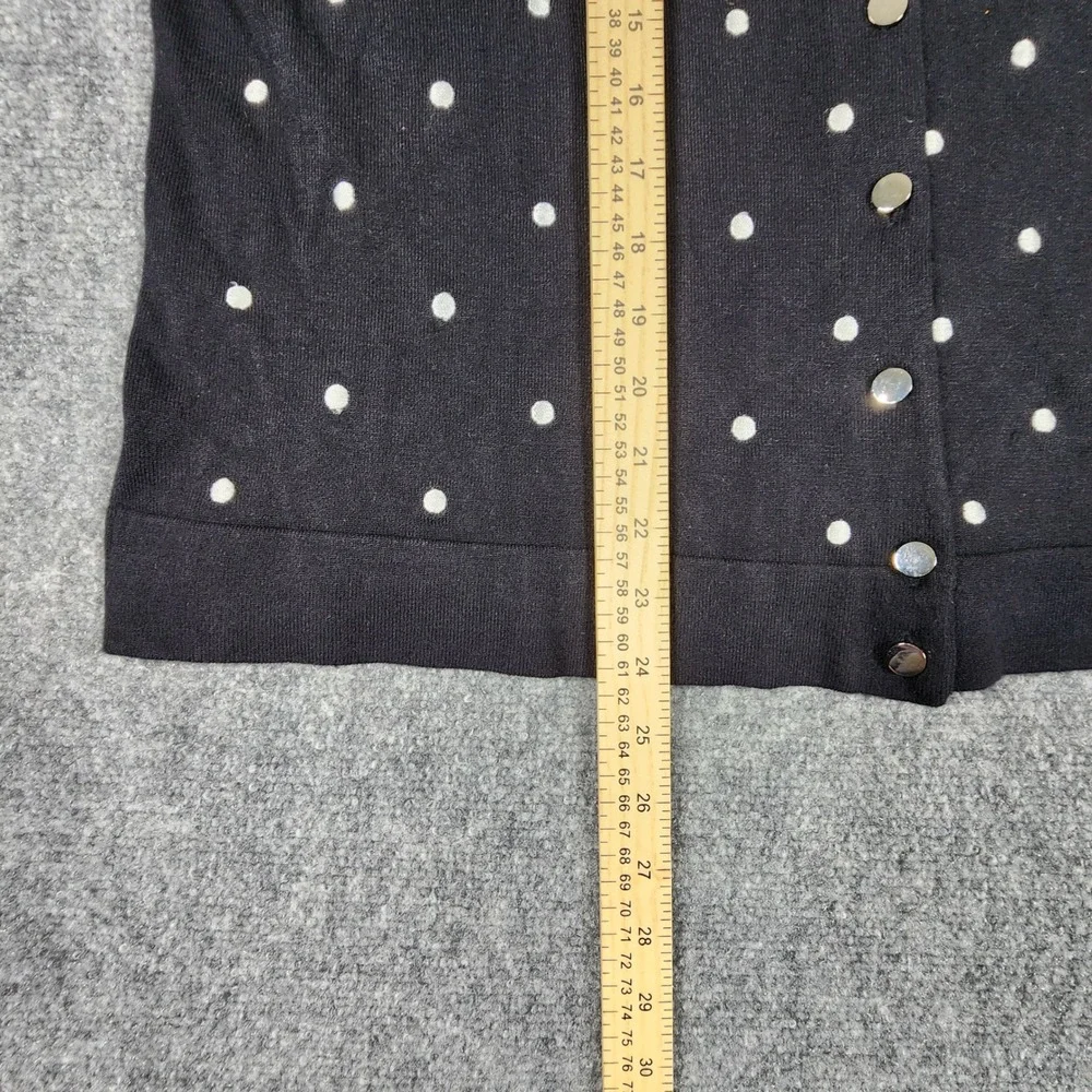 Charter Club Woman Black Polka Dot‎ Cardigan Sweater 1X Embroidered Button Front
